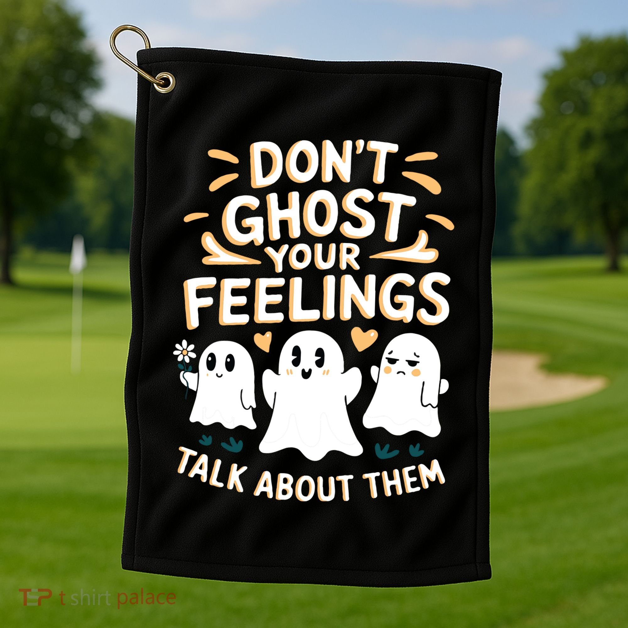 DonT Ghost Your Feelings Halloween Mental Health Golf Towel