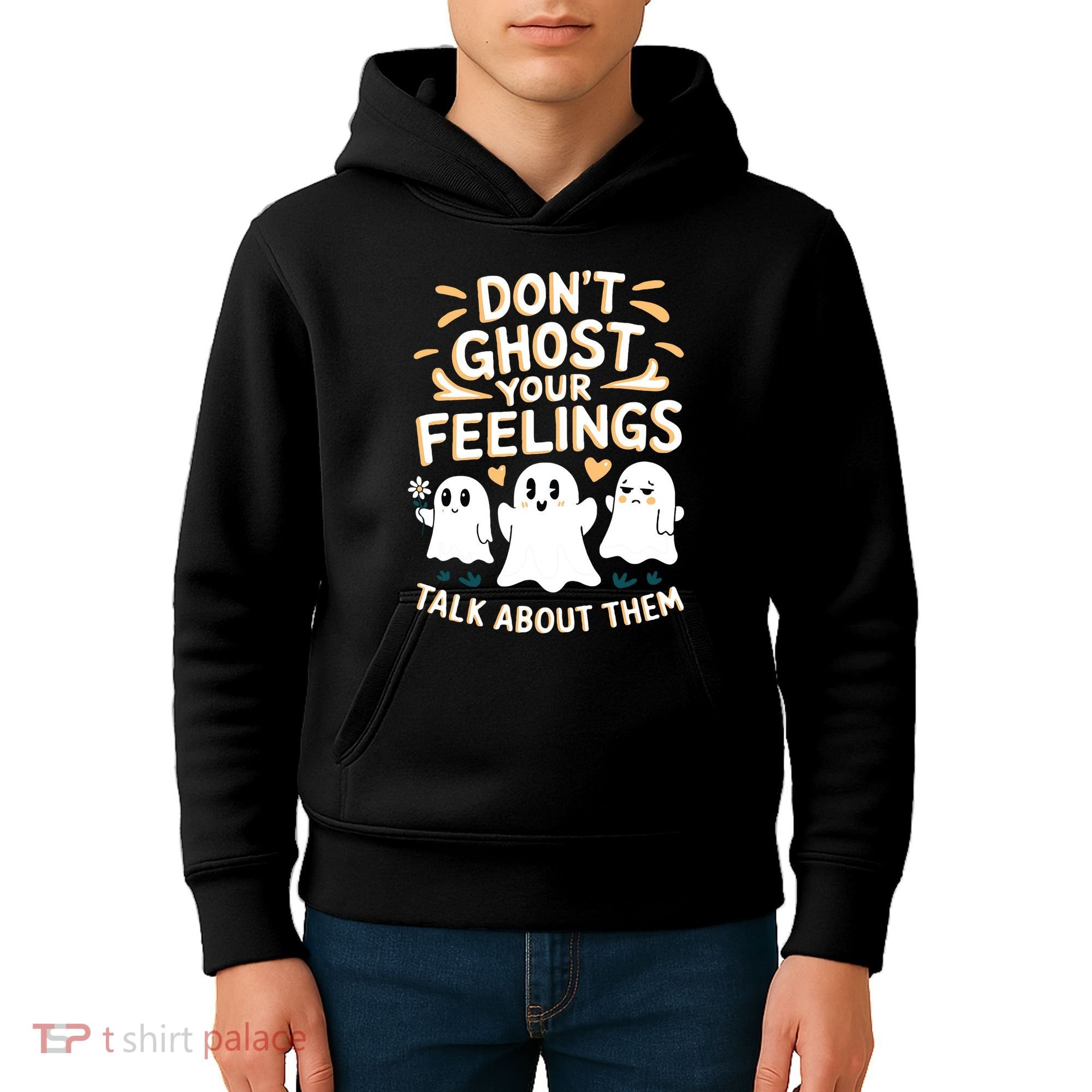 DonT Ghost Your Feelings Halloween Mental Health Kids Hoodie