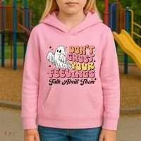 Dont Ghost Your Feelings Talk About Them Halloween Kids Hoodie thumb 3