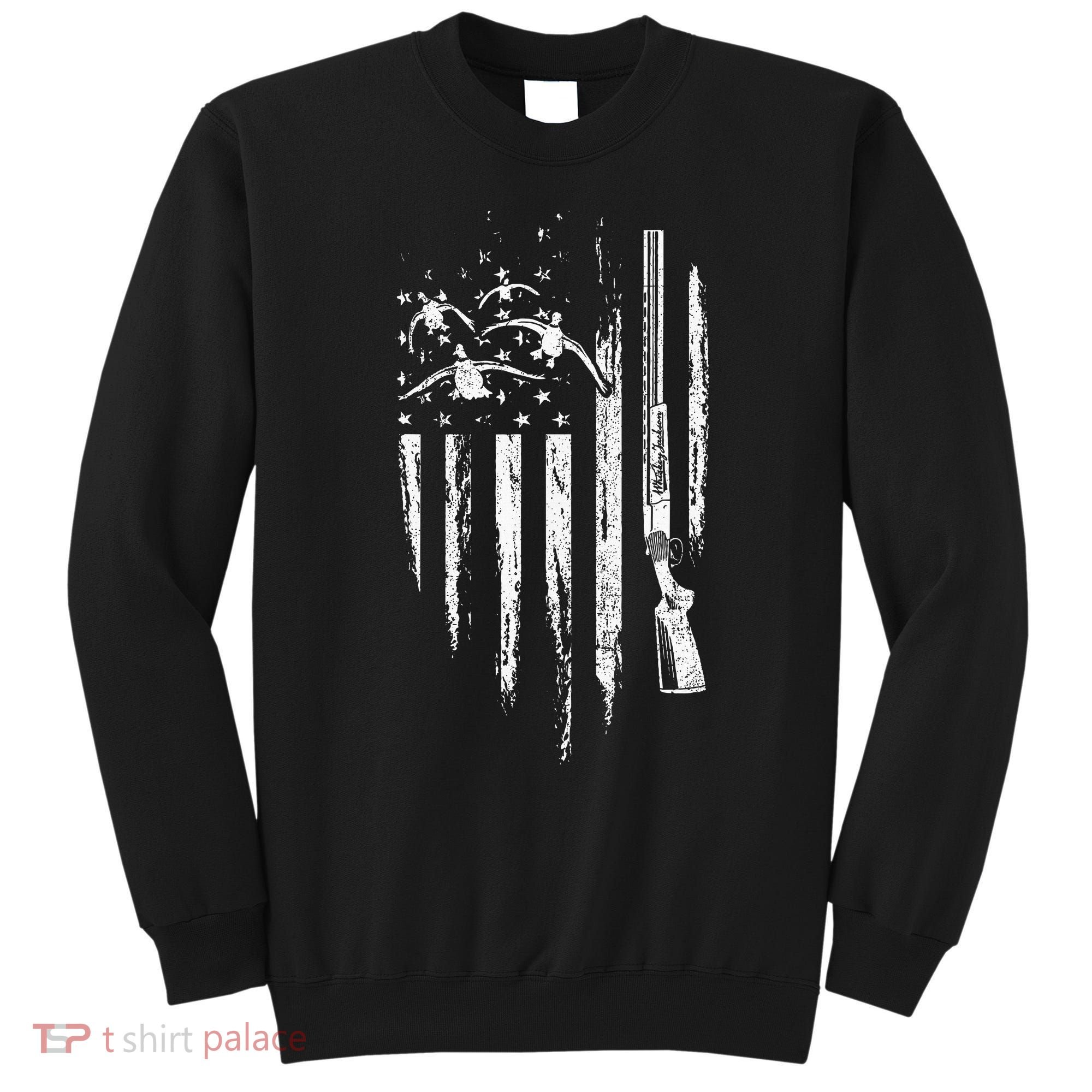 Duck Hunting American Flag Waterfowl Goose Gift For Hunter  Sweatshirt