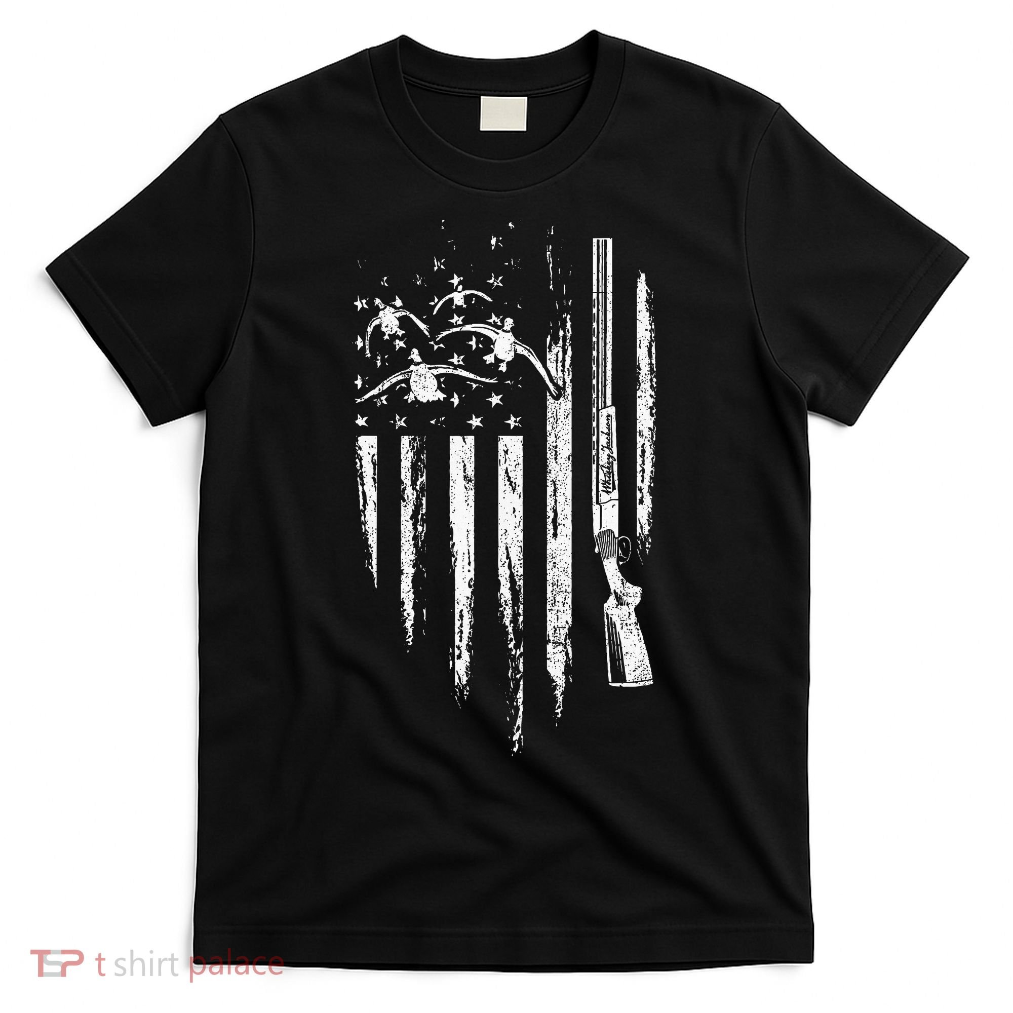 Duck Hunting American Flag Waterfowl Goose Gift For Hunter  T-Shirt