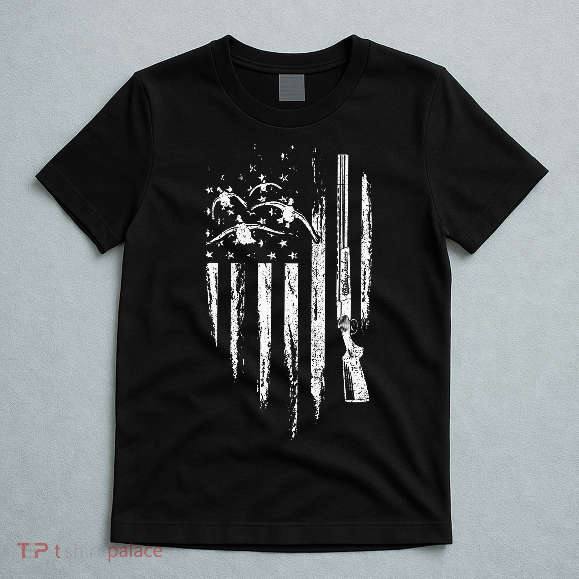 Duck Hunting American Flag Waterfowl Goose Gift For Hunter  T-Shirt