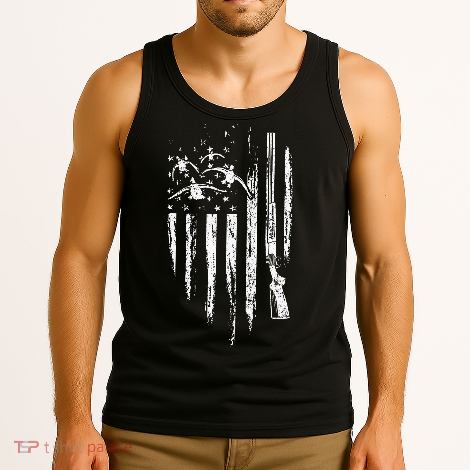 Duck Hunting American Flag Waterfowl Goose Gift For Hunter  Tank Top