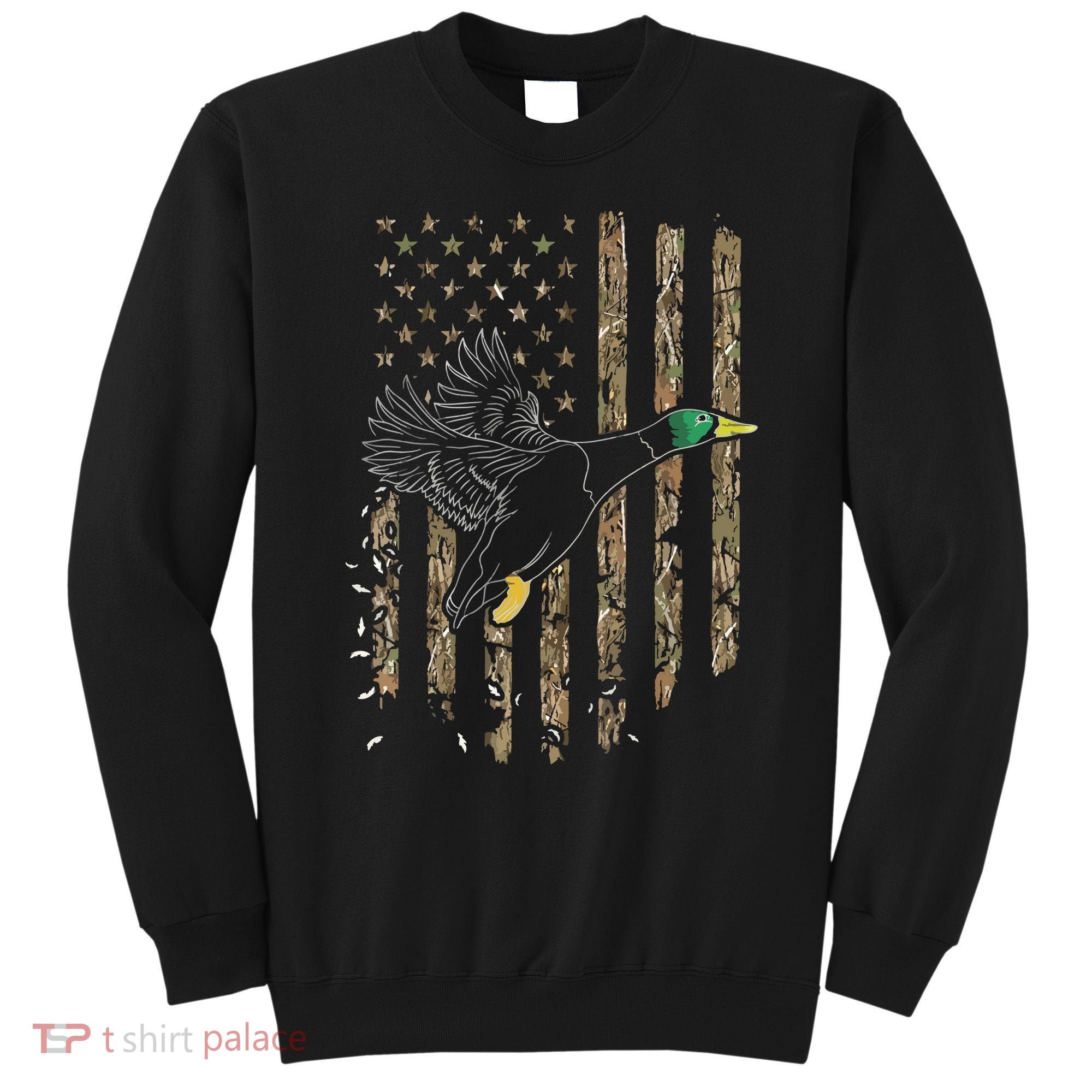 Duck Hunter American Flag Waterfowl Hunting Camouflage Sweatshirt