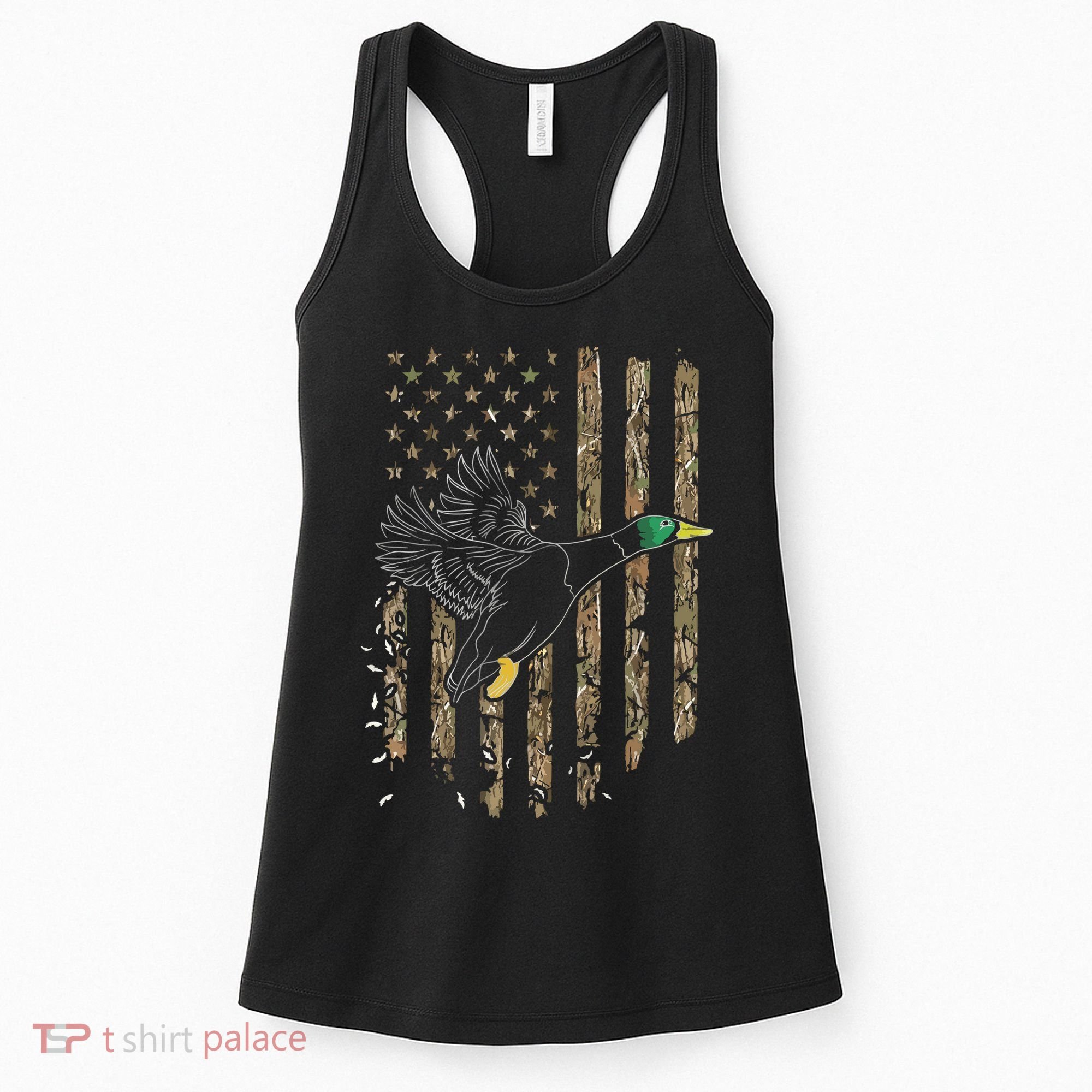 Duck Hunter American Flag Waterfowl Hunting Camouflage Women's Tank Top