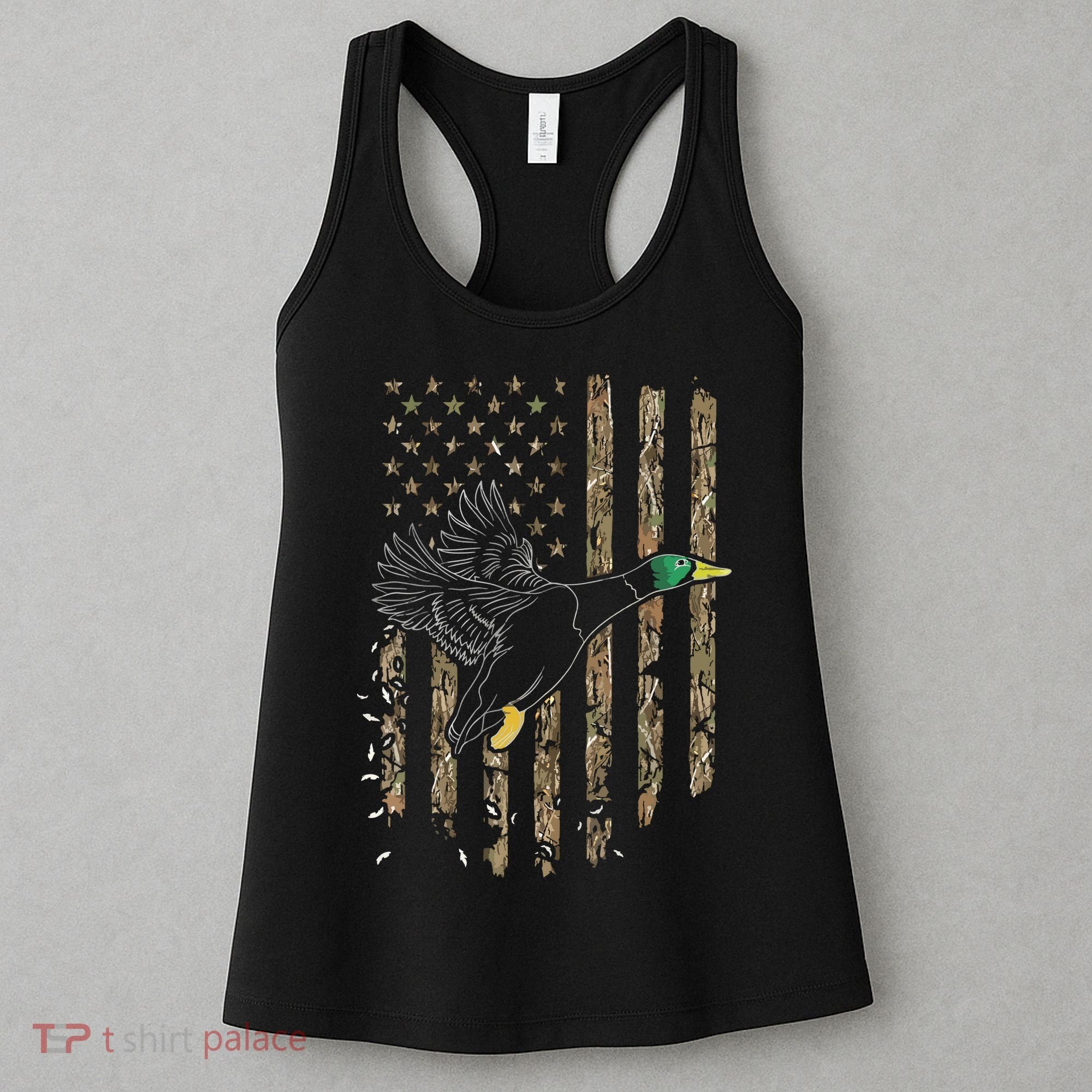 Duck Hunter American Flag Waterfowl Hunting Camouflage Women's Tank Top