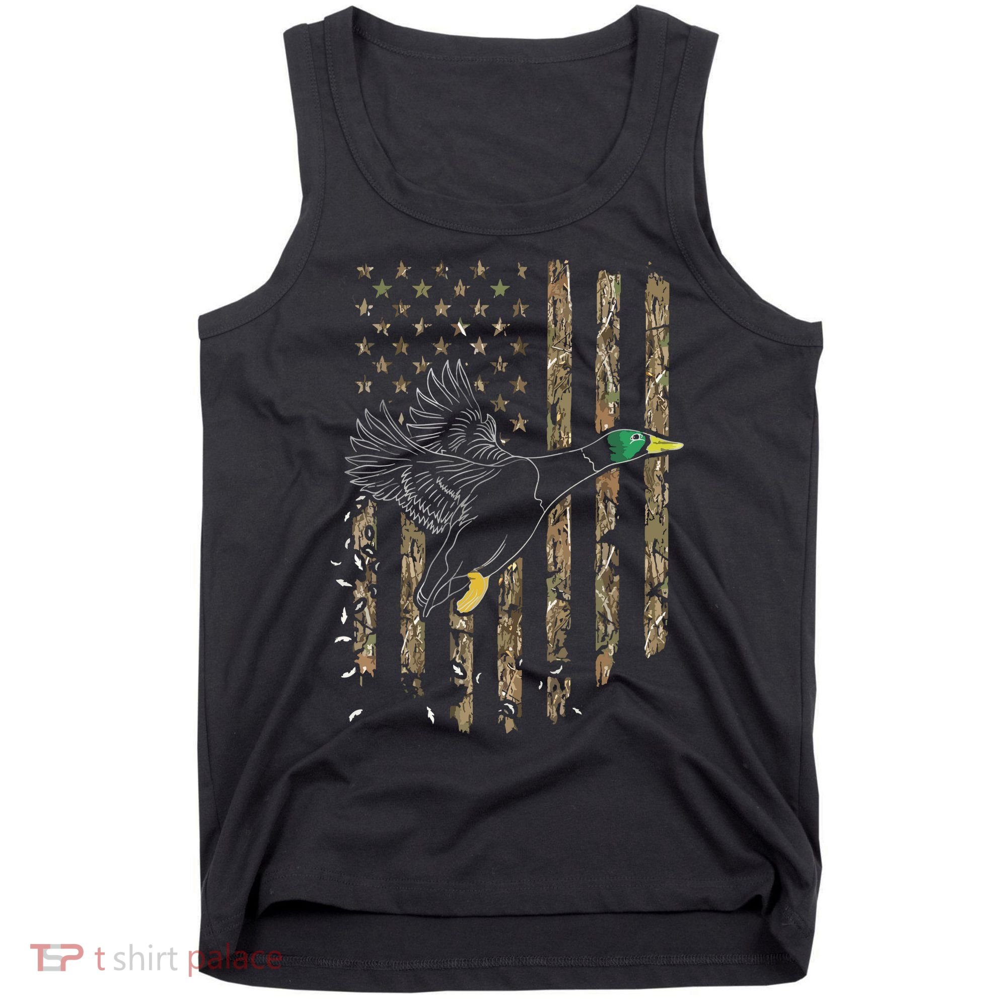Duck Hunter American Flag Waterfowl Hunting Camouflage Tank Top