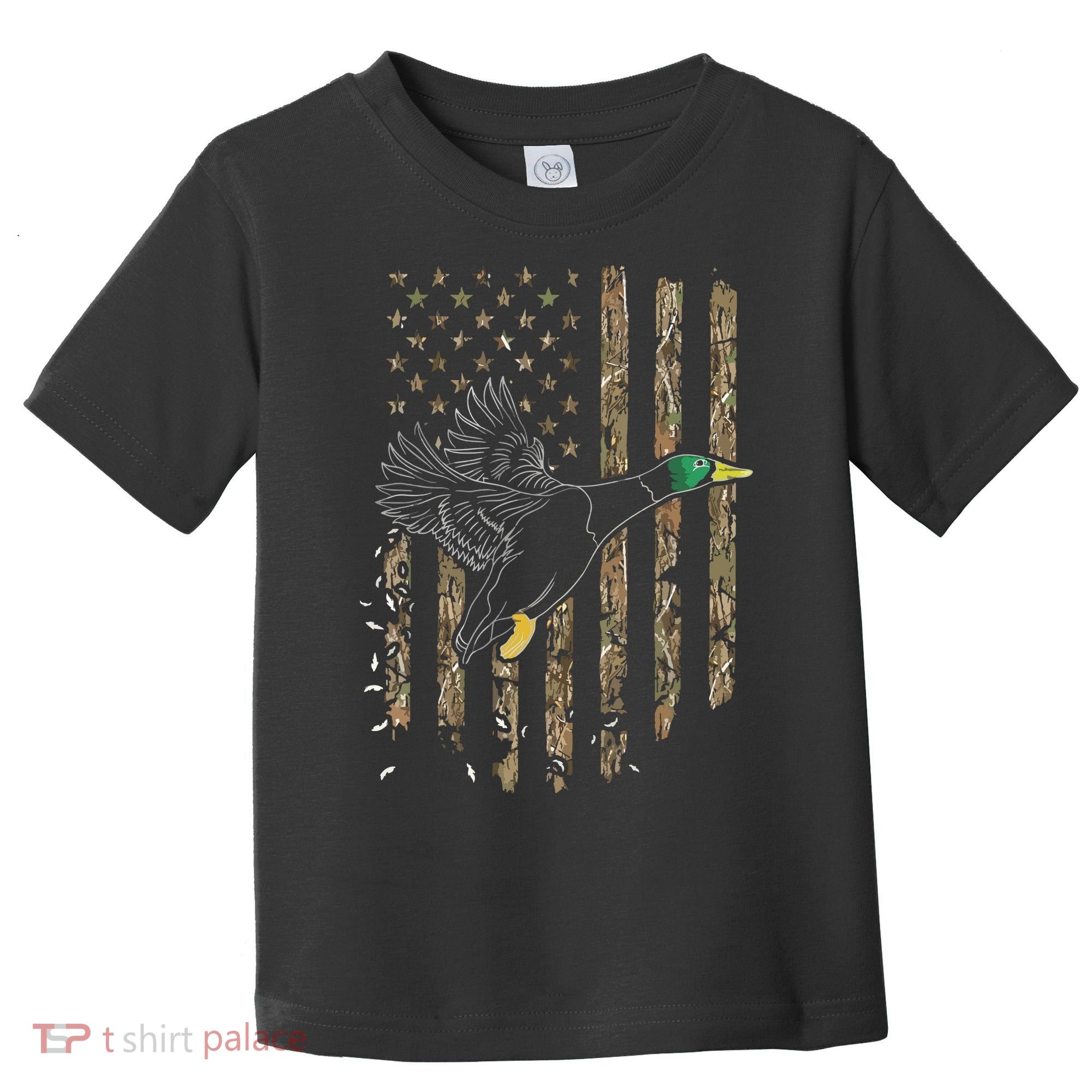 Duck Hunter American Flag Waterfowl Hunting Camouflage Toddler T-Shirt