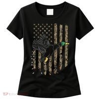 Duck Hunter American Flag Waterfowl Hunting Camouflage Women's T-Shirt thumb 0