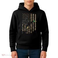 Duck Hunter American Flag Waterfowl Hunting Camouflage Kids Hoodie thumb 4