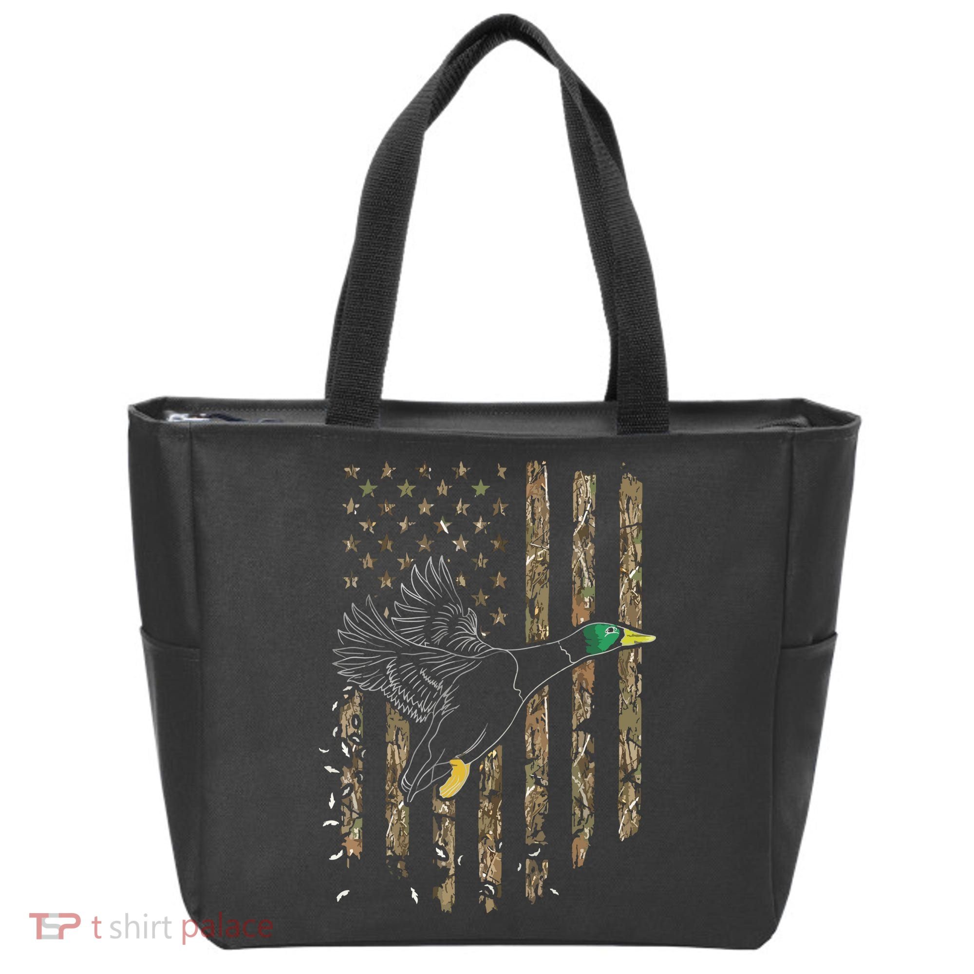 Duck Hunter American Flag Waterfowl Hunting Camouflage Tote Bag