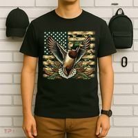 Duck Hunter American Flag Camouflage Hunting T-Shirt thumb 6