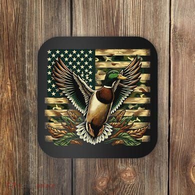 Duck Hunter American Flag Camouflage Hunting Coaster