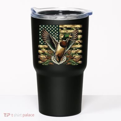 Duck Hunter American Flag Camouflage Hunting Tumbler