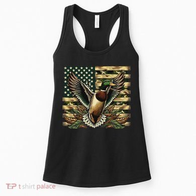 Duck Hunter American Flag Camouflage Hunting Women's Tank Top