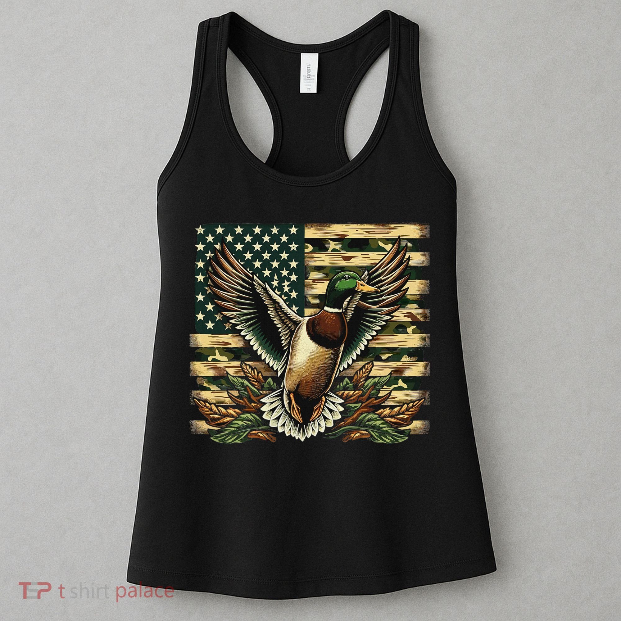 Duck Hunter American Flag Camouflage Hunting Women's Tank Top