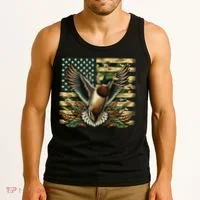 Duck Hunter American Flag Camouflage Hunting Tank Top thumb 3