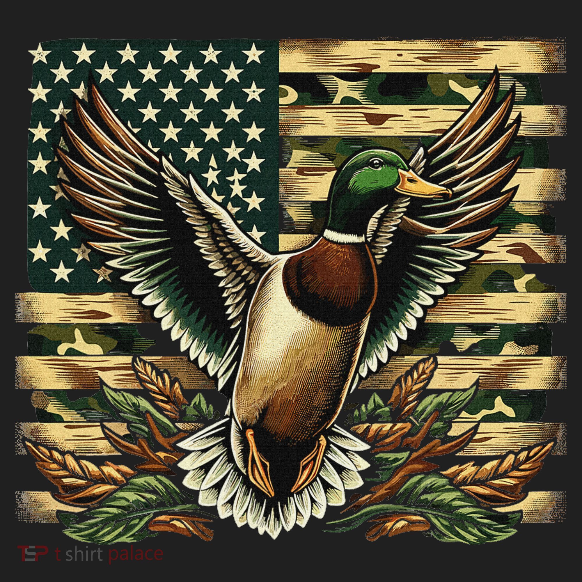 Duck Hunter American Flag Camouflage Hunting Golf Towel