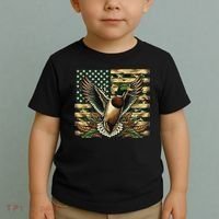 Duck Hunter American Flag Camouflage Hunting Toddler T-Shirt thumb 2