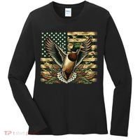 Duck Hunter American Flag Camouflage Hunting Women's Long Sleeve Shirt thumb 0