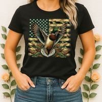 Duck Hunter American Flag Camouflage Hunting Women's T-Shirt thumb 2