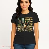 Duck Hunter American Flag Camouflage Hunting Women's T-Shirt thumb 4