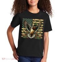 Duck Hunter American Flag Camouflage Hunting Kids T-Shirt thumb 2