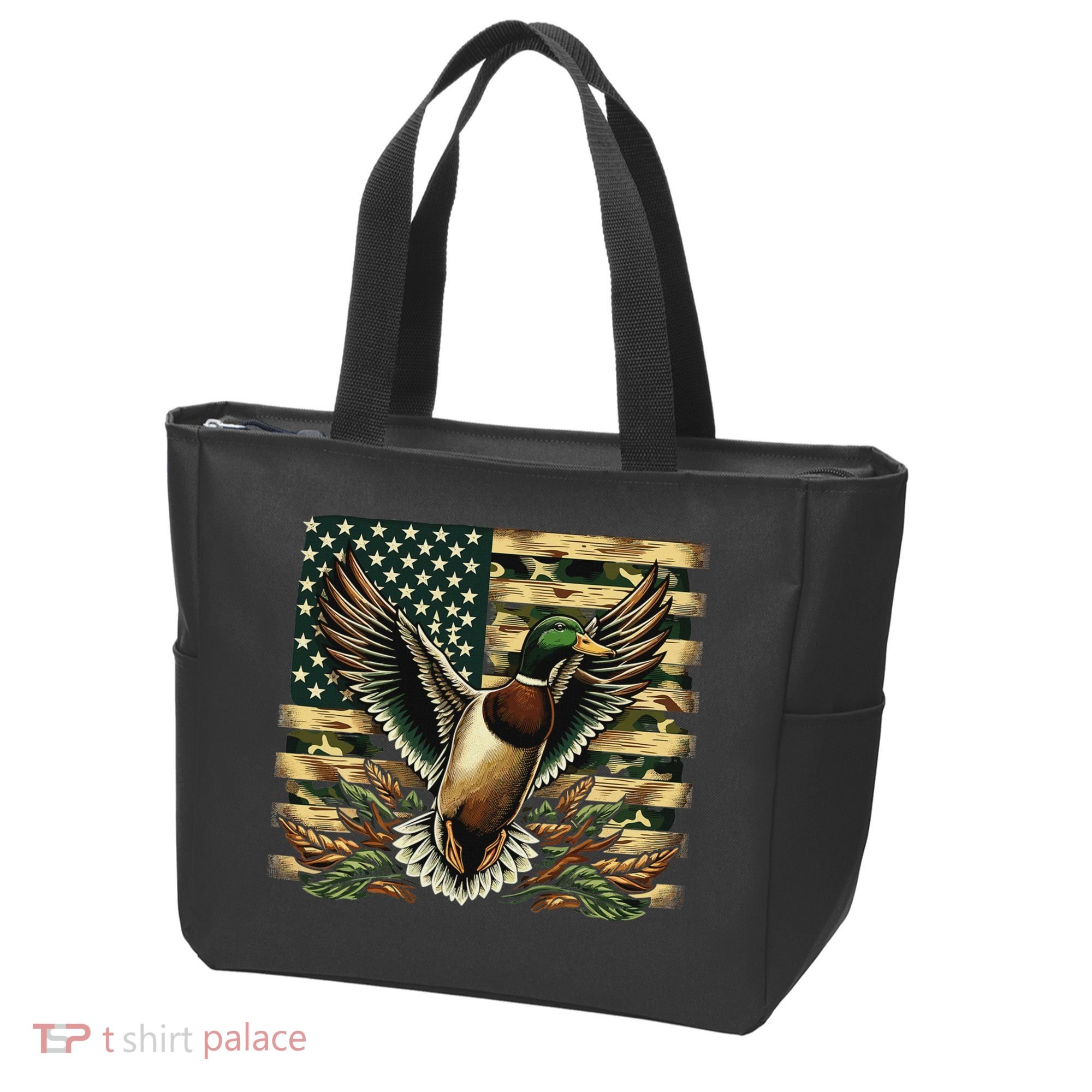 Duck Hunter American Flag Camouflage Hunting Tote Bag