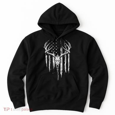 Deer Hunting American Flag Bowhunting Whitetail Bow Hunter Hoodie