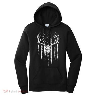 Deer Hunting American Flag Bowhunting Whitetail Bow Hunter Women's Hoodie