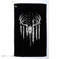 Deer Hunting American Flag Bowhunting Whitetail Bow Hunter Golf Towel thumb 0