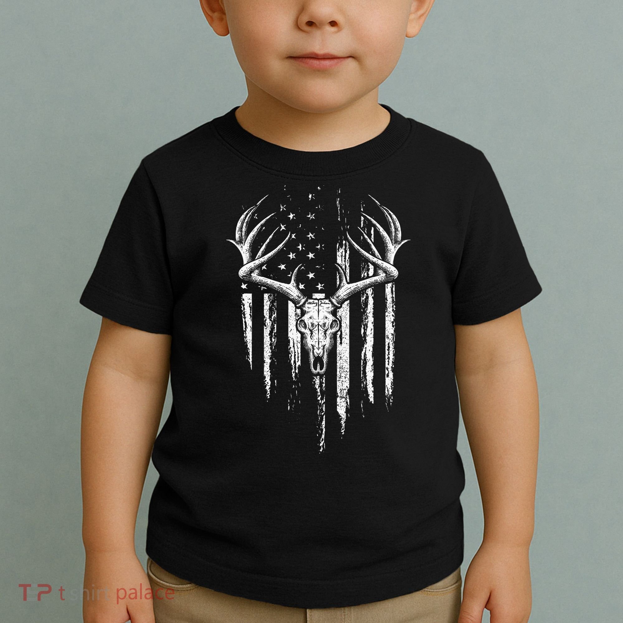 Deer Hunting American Flag Bowhunting Whitetail Bow Hunter Toddler T-Shirt