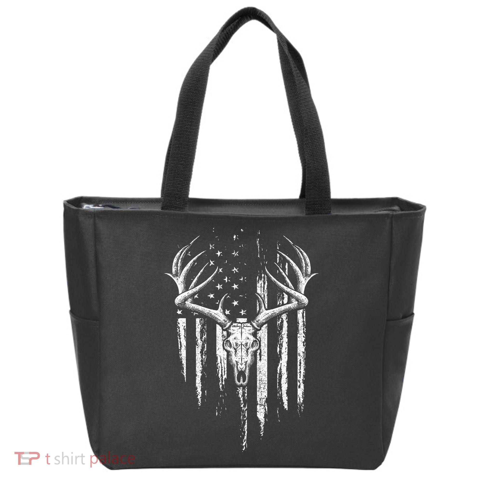 Deer Hunting American Flag Bowhunting Whitetail Bow Hunter Tote Bag