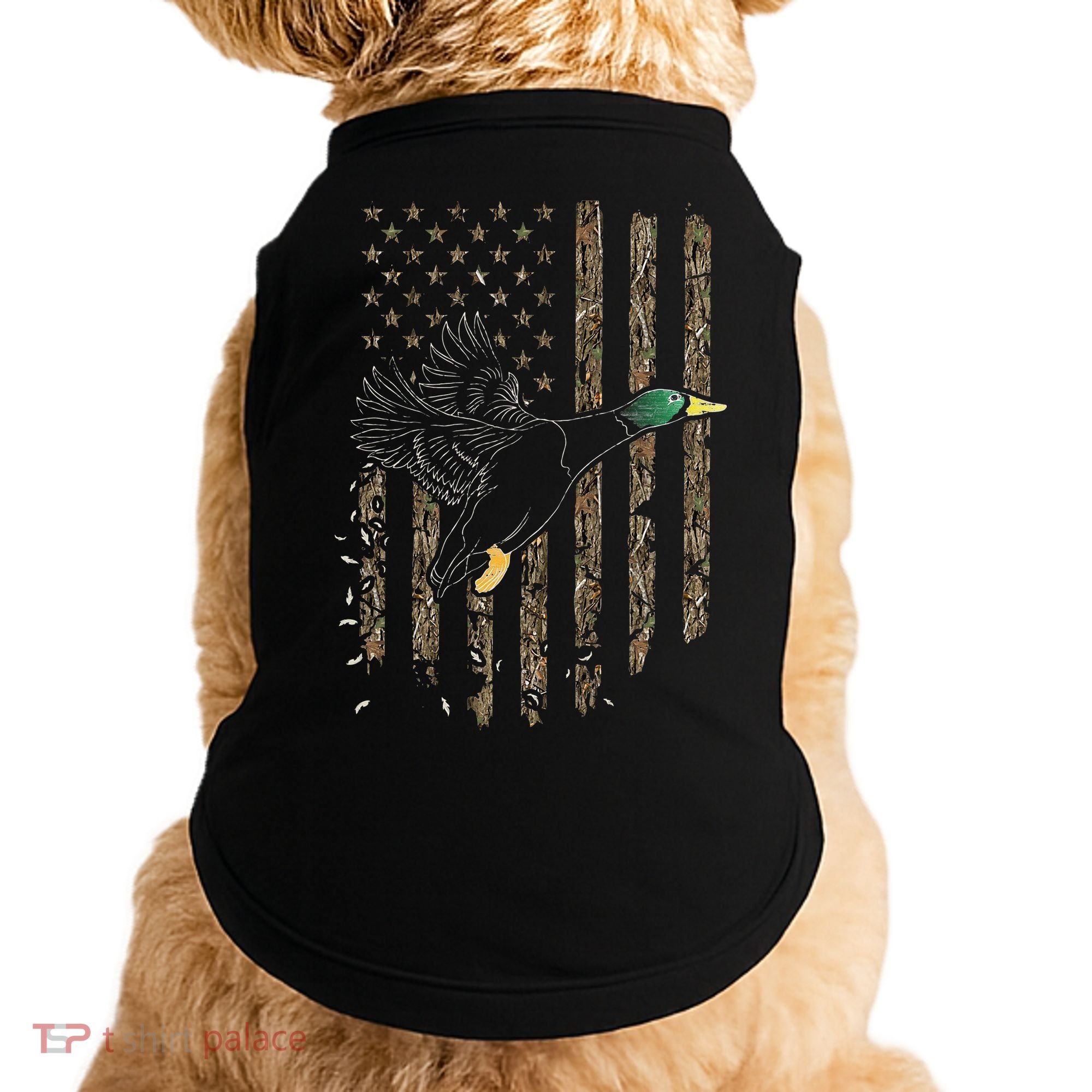 Duck Hunter American Flag Waterfowl Hunting Camouflage Doggie Tank