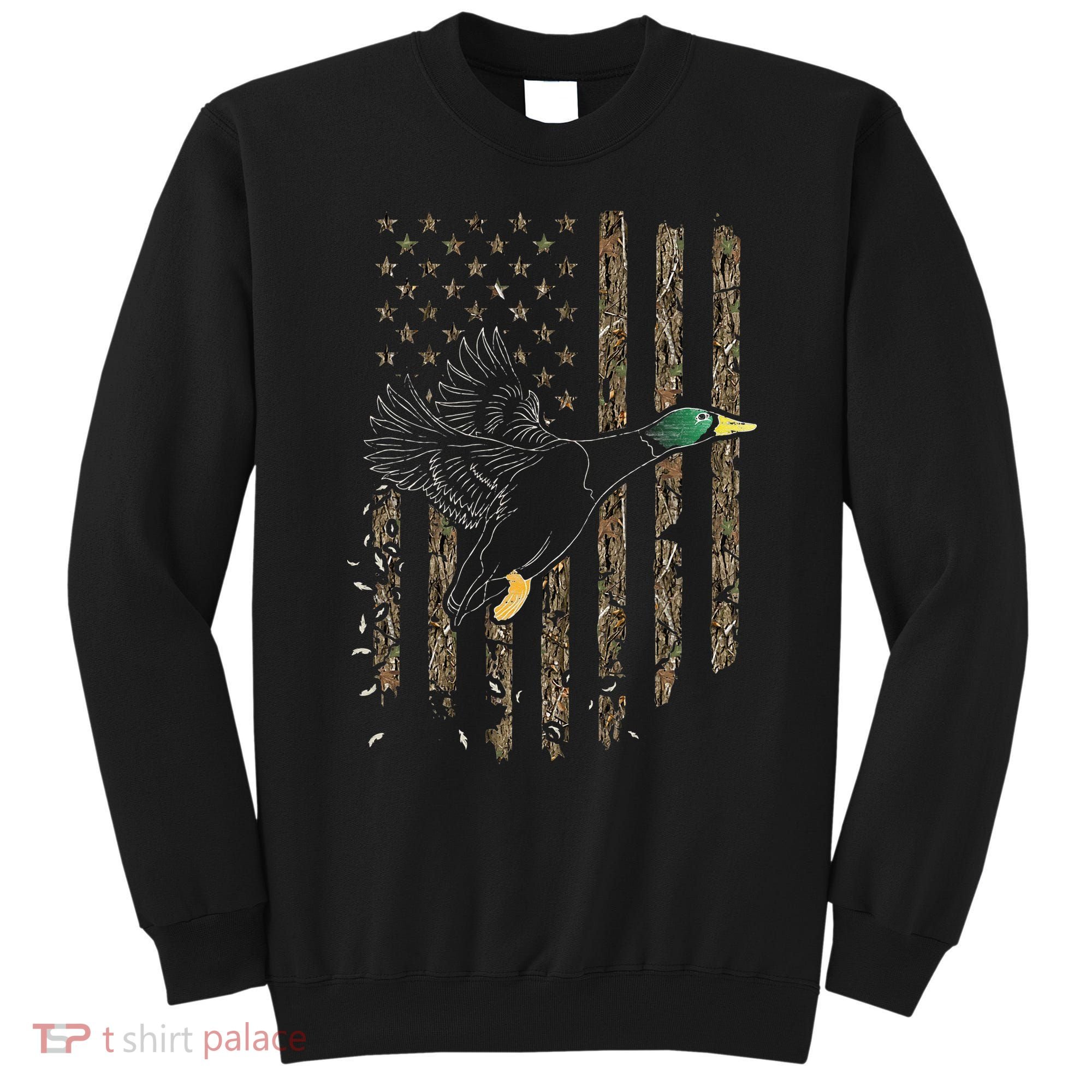 Duck Hunter American Flag Waterfowl Hunting Camouflage Sweatshirt