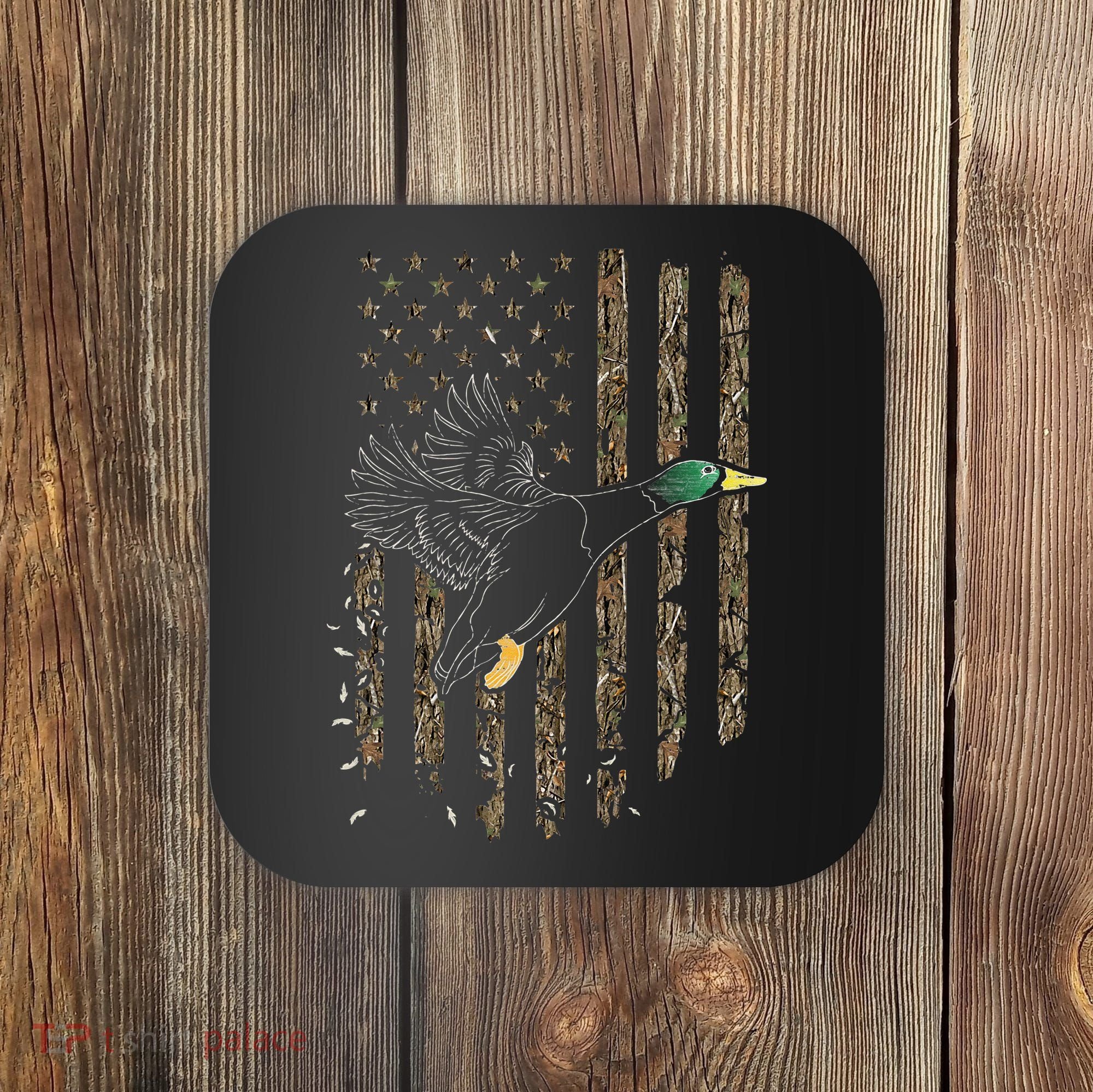 Duck Hunter American Flag Waterfowl Hunting Camouflage Coaster