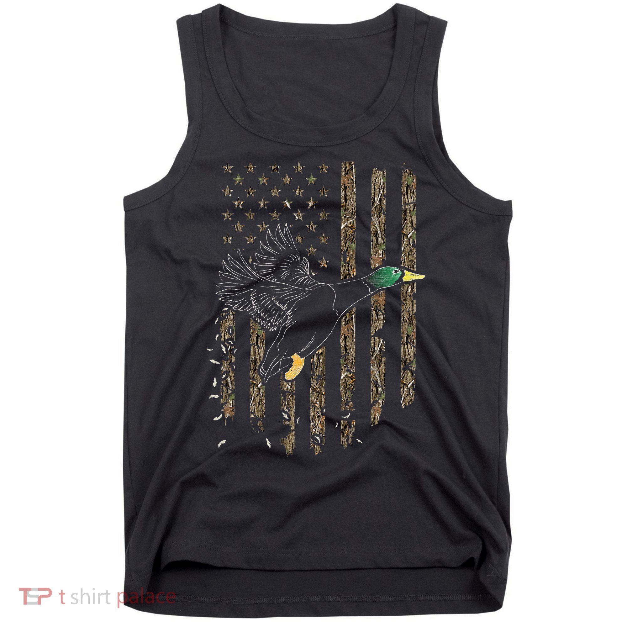 Duck Hunter American Flag Waterfowl Hunting Camouflage Tank Top