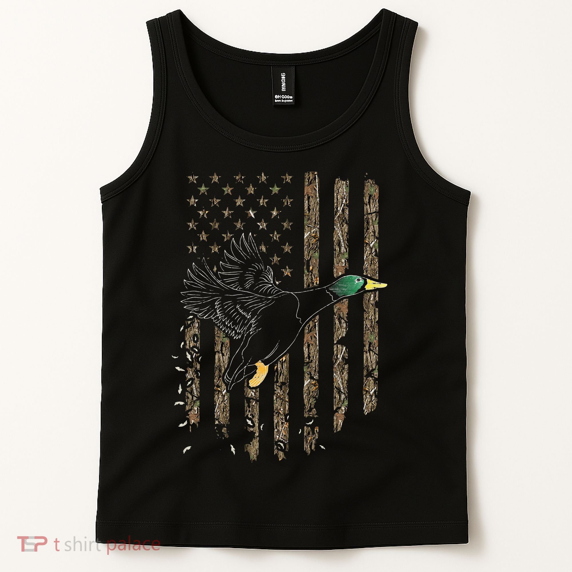 Duck Hunter American Flag Waterfowl Hunting Camouflage Tank Top