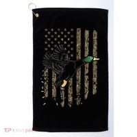 Duck Hunter American Flag Waterfowl Hunting Camouflage Golf Towel thumb 0