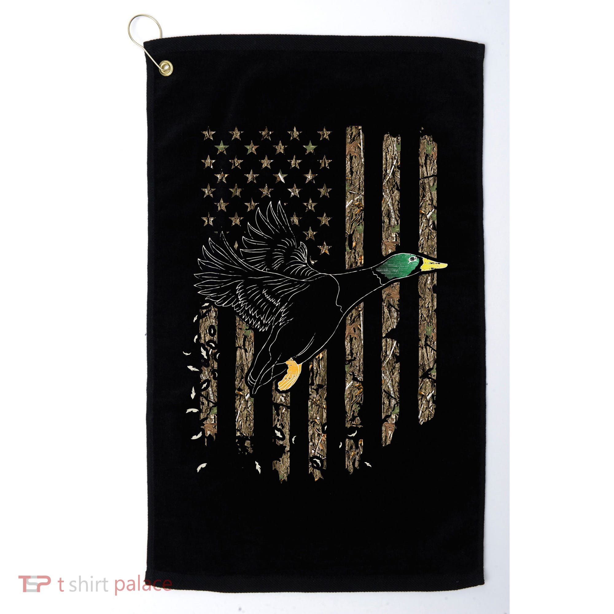 Duck Hunter American Flag Waterfowl Hunting Camouflage Golf Towel