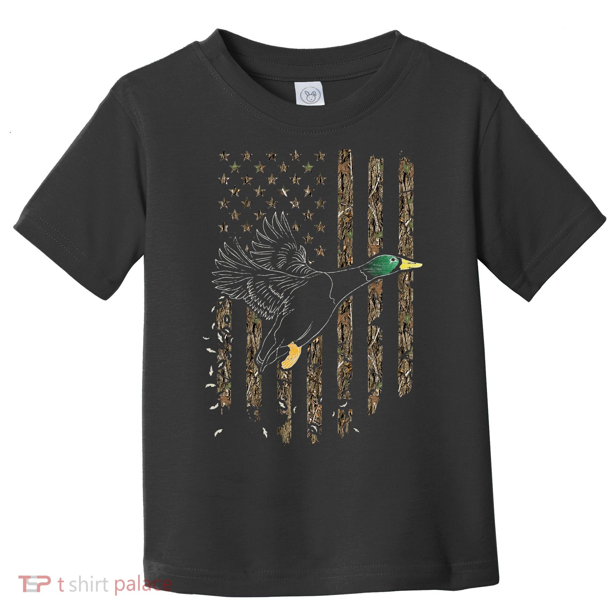 Duck Hunter American Flag Waterfowl Hunting Camouflage Toddler T-Shirt