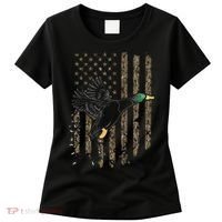 Duck Hunter American Flag Waterfowl Hunting Camouflage Women's T-Shirt thumb 0