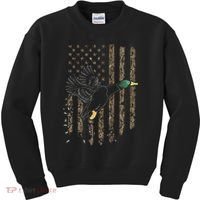 Duck Hunter American Flag Waterfowl Hunting Camouflage Kids Sweatshirt thumb 0