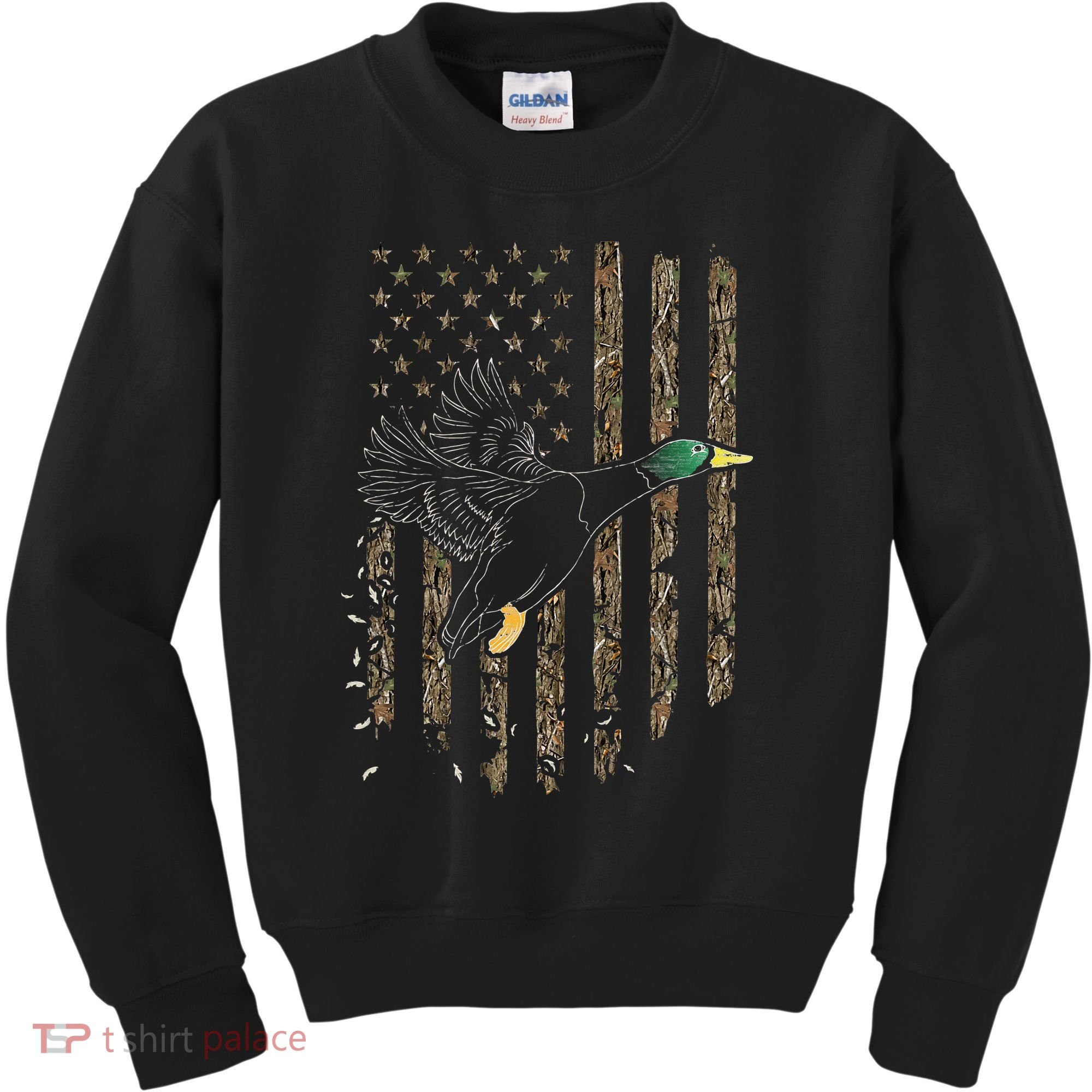 Duck Hunter American Flag Waterfowl Hunting Camouflage Kids Sweatshirt