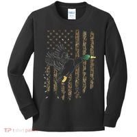 Duck Hunter American Flag Waterfowl Hunting Camouflage Kids Long Sleeve Shirt thumb 0