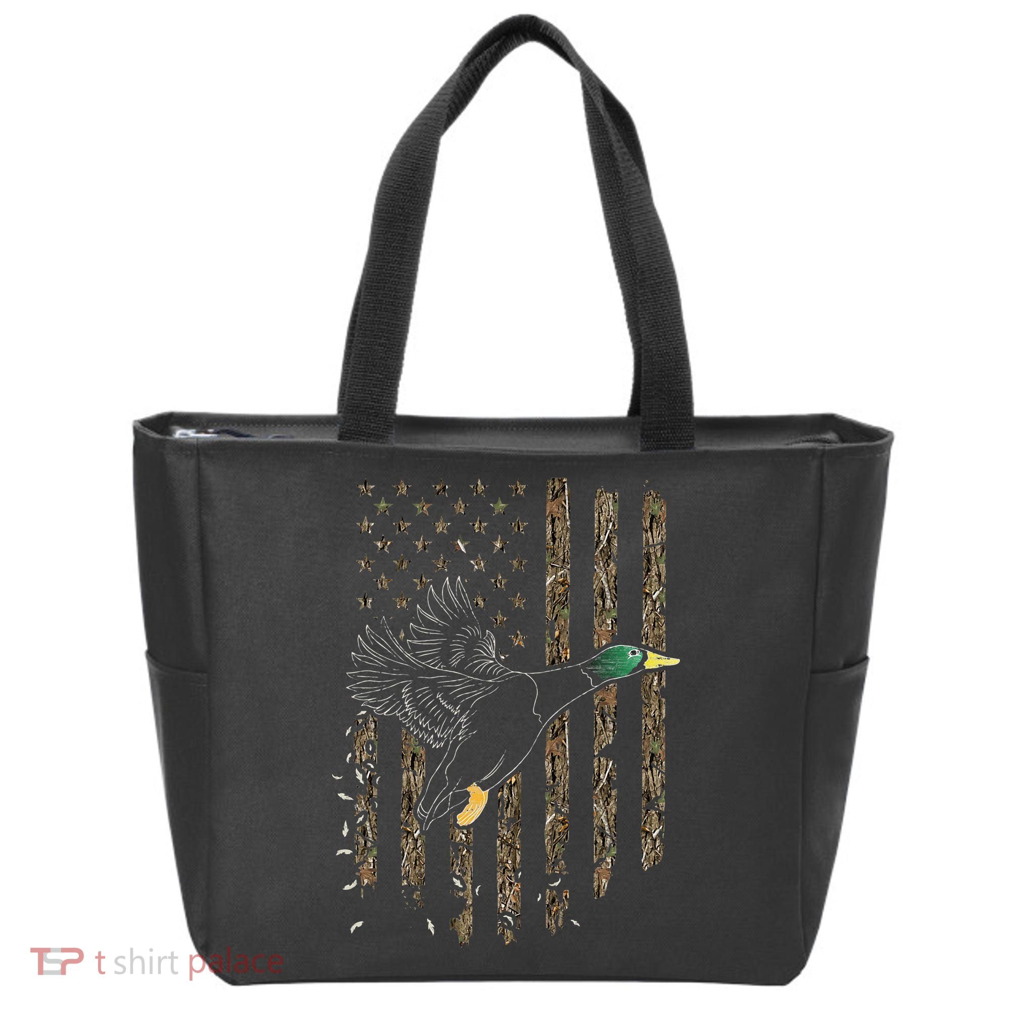 Duck Hunter American Flag Waterfowl Hunting Camouflage Tote Bag