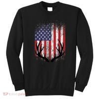 Deer Hunting American Flag Whitetail Buck Antlers Sweatshirt thumb 0