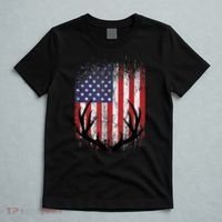 Deer Hunting American Flag Whitetail Buck Antlers T-Shirt thumb 5