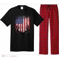 Deer Hunting American Flag Whitetail Buck Antlers Pajama Set thumb 0