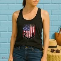 Deer Hunting American Flag Whitetail Buck Antlers Women's Tank Top thumb 2